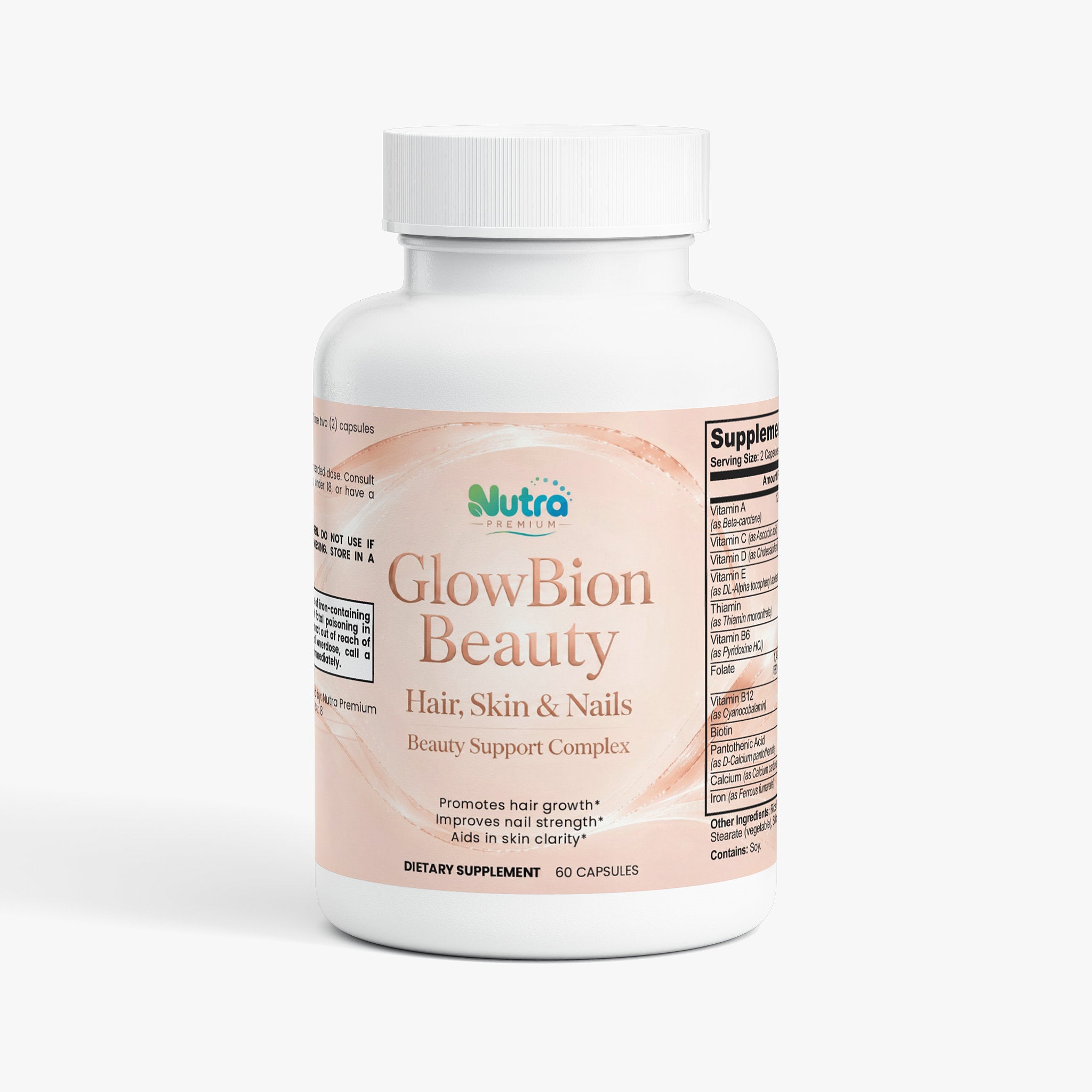 Hair, Skin and Nails Complex. Promotes hair growth, improves nail strength, improves skin quality and clarity